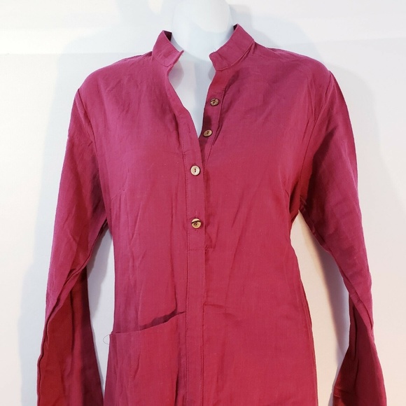ZANZEA Lagenlook shirt Dress Burgundy Size 10 Fron - Picture 4 of 8